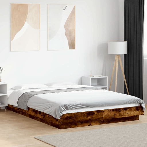 Cadru de pat, stejar afumat, 140x190 cm, lemn prelucrat - WALTI WALTI