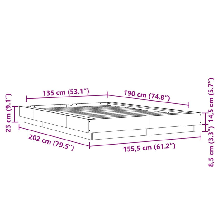 Cadru de pat, stejar sonoma, 135x190 cm, lemn prelucrat - WALTI WALTI