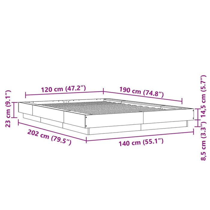 Cadru de pat, gri beton, 120x190 cm, lemn prelucrat - WALTI WALTI