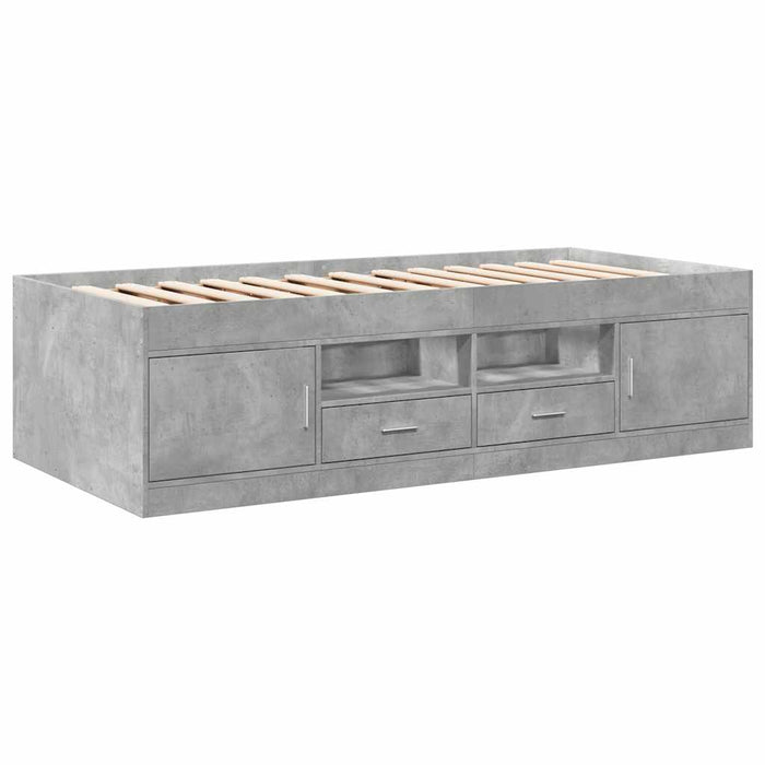 Pat de zi cu sertare fără saltea, gri beton, 75x190 cm - WALTI WALTI