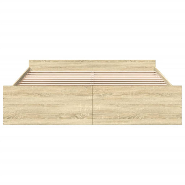 Cadru de pat cu sertare stejar sonoma 200x200 cm lemn prelucrat - WALTI WALTI