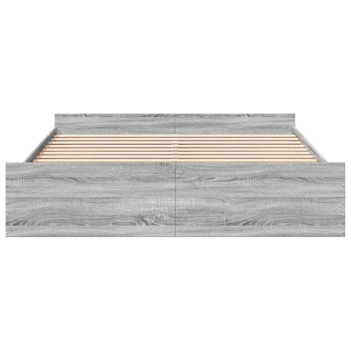 Cadru de pat cu sertare gri sonoma 200x200 cm lemn prelucrat - WALTI WALTI