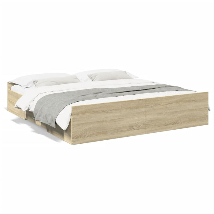 Cadru de pat cu sertare stejar sonoma 180x200 cm lemn prelucrat - WALTI WALTI