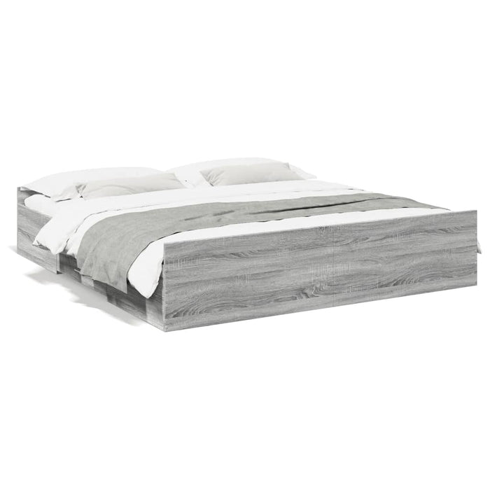 Cadru de pat cu sertare gri sonoma 180x200 cm lemn prelucrat - WALTI WALTI