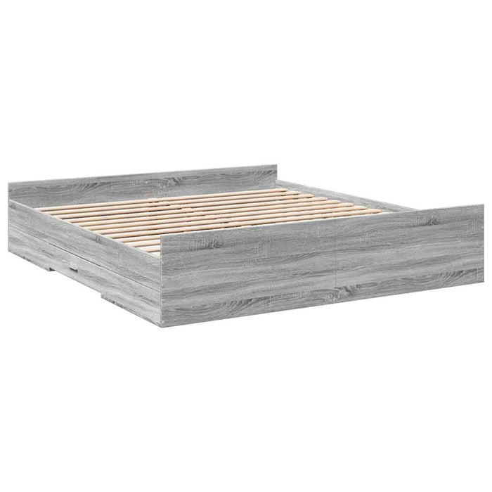 Cadru de pat cu sertare gri sonoma 180x200 cm lemn prelucrat - WALTI WALTI