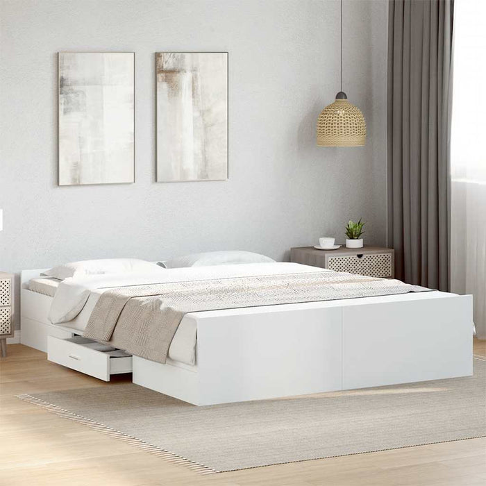 Cadru de pat cu sertare, alb, 160x200 cm, lemn prelucrat - WALTI WALTI