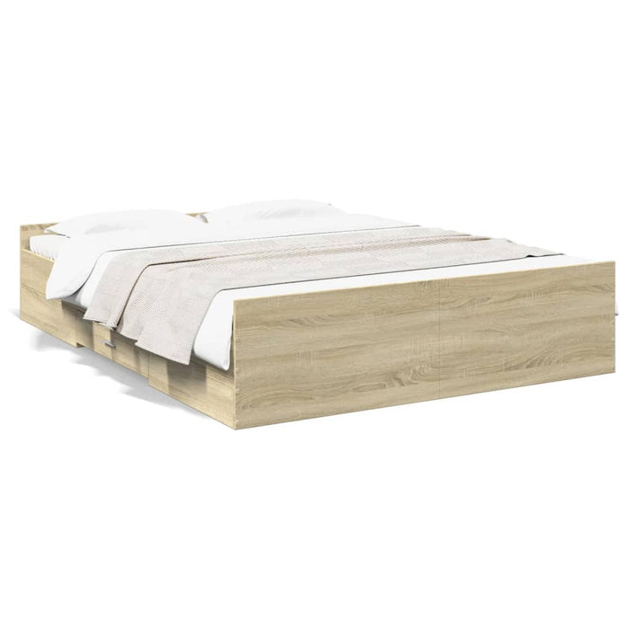 Cadru de pat cu sertare stejar sonoma 160x200 cm lemn prelucrat - WALTI WALTI