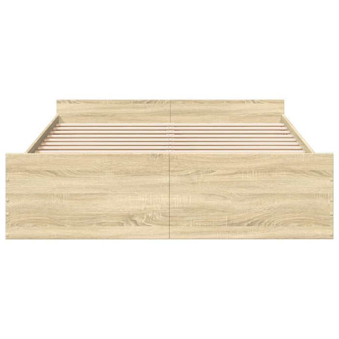 Cadru de pat cu sertare stejar sonoma 160x200 cm lemn prelucrat - WALTI WALTI