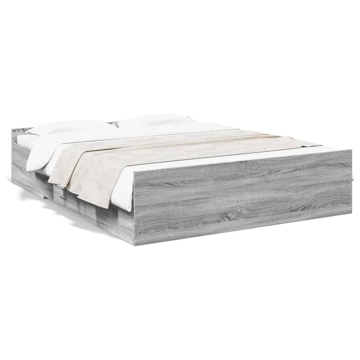 Cadru de pat cu sertare, gri sonoma, 160x200 cm lemn prelucrat - WALTI WALTI