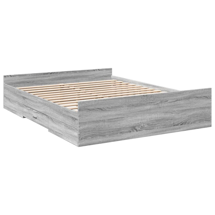 Cadru de pat cu sertare, gri sonoma, 160x200 cm lemn prelucrat - WALTI WALTI