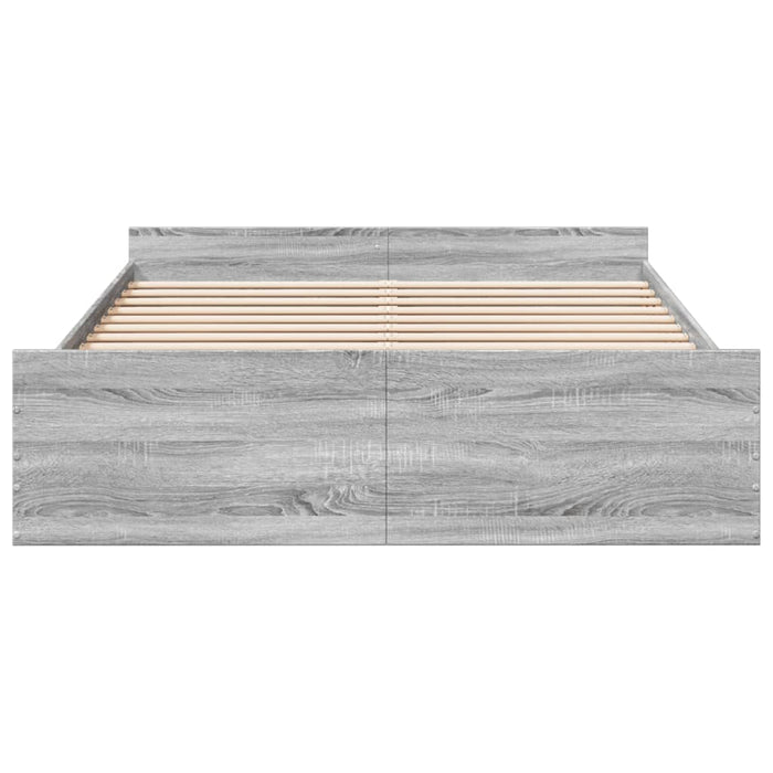 Cadru de pat cu sertare, gri sonoma, 160x200 cm lemn prelucrat - WALTI WALTI