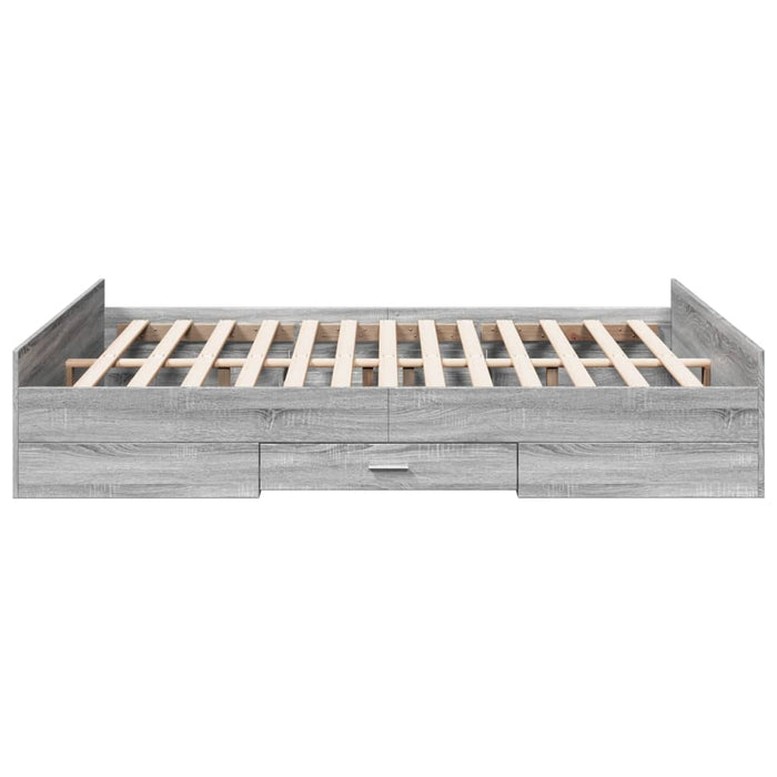 Cadru de pat cu sertare, gri sonoma, 160x200 cm lemn prelucrat - WALTI WALTI