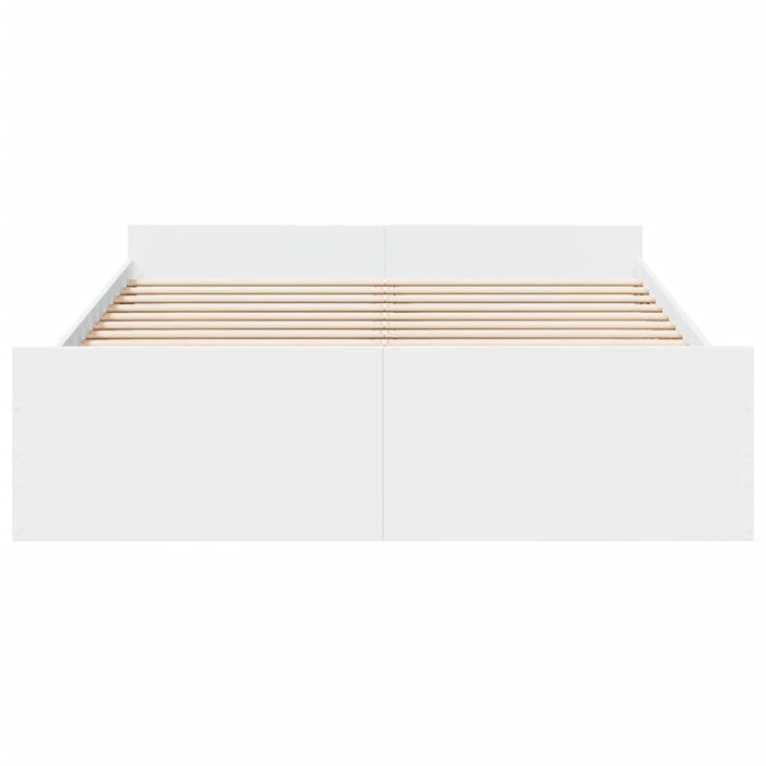 Cadru pat cu sertare alb extralucios 150x200 cm, lemn prelucrat - WALTI WALTI
