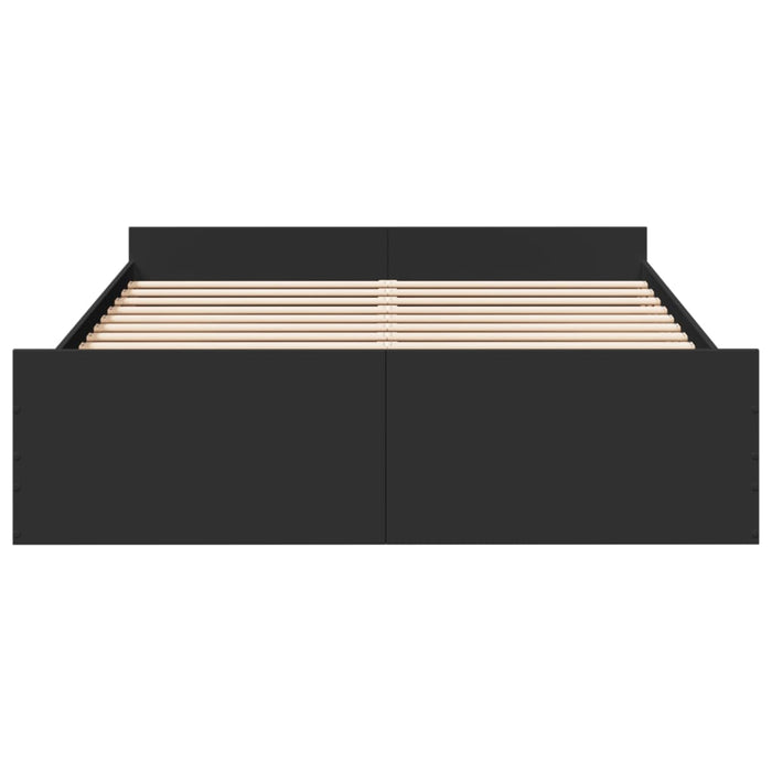 Cadru pat cu sertare negru extralucios 150x200cm lemn prelucrat WALTI