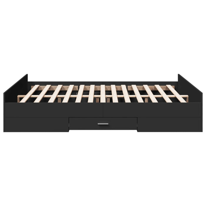 Cadru pat cu sertare negru extralucios 150x200cm lemn prelucrat WALTI