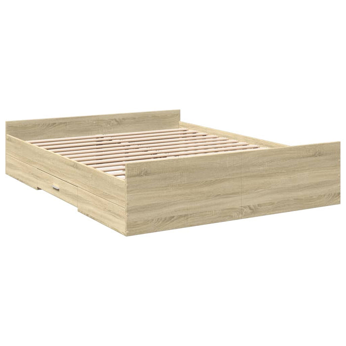 Cadru de pat cu sertare stejar sonoma 150x200 cm lemn prelucrat - WALTI WALTI