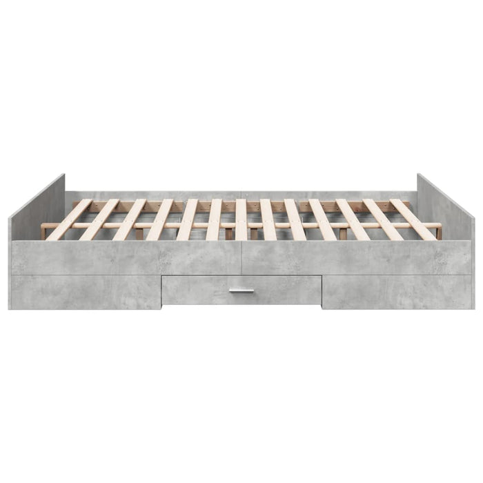 Cadru de pat cu sertare, gri beton, 150x200 cm, lemn prelucrat - WALTI WALTI