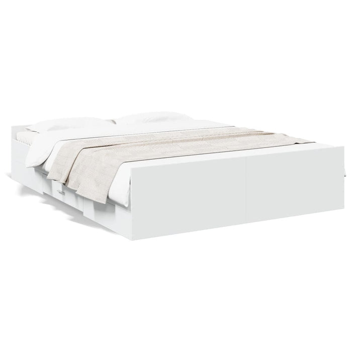 Cadru pat cu sertare alb extralucios 140x200 cm, lemn prelucrat - WALTI WALTI