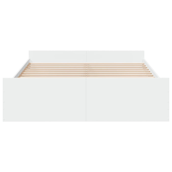 Cadru pat cu sertare alb extralucios 140x200 cm, lemn prelucrat - WALTI WALTI
