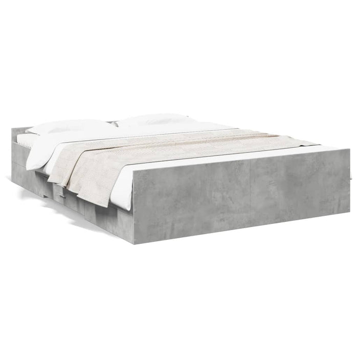 Cadru de pat cu sertare, gri beton, 140x200 cm, lemn prelucrat - WALTI WALTI