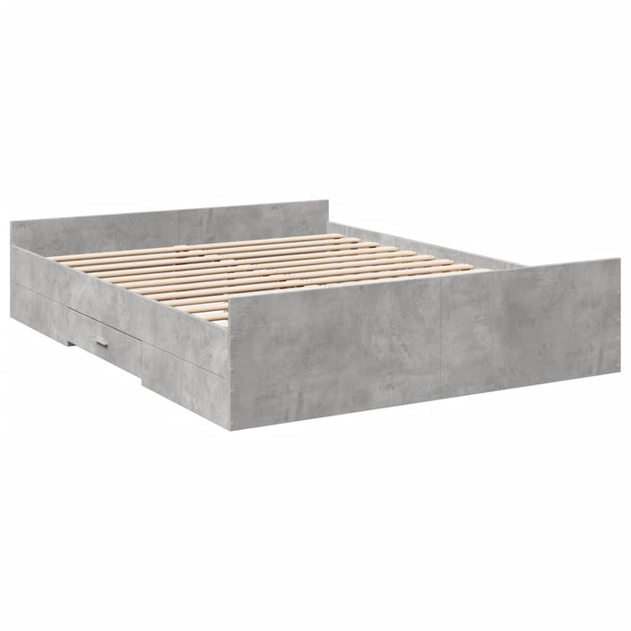 Cadru de pat cu sertare, gri beton, 140x200 cm, lemn prelucrat - WALTI WALTI
