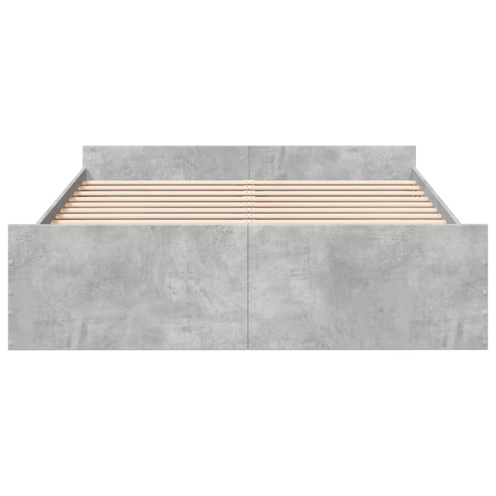 Cadru de pat cu sertare, gri beton, 140x200 cm, lemn prelucrat - WALTI WALTI