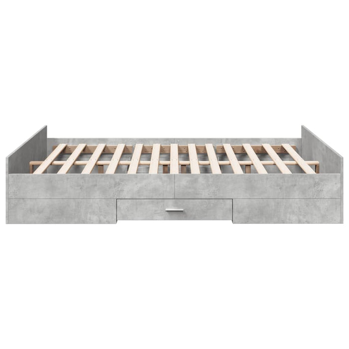 Cadru de pat cu sertare, gri beton, 140x200 cm, lemn prelucrat - WALTI WALTI