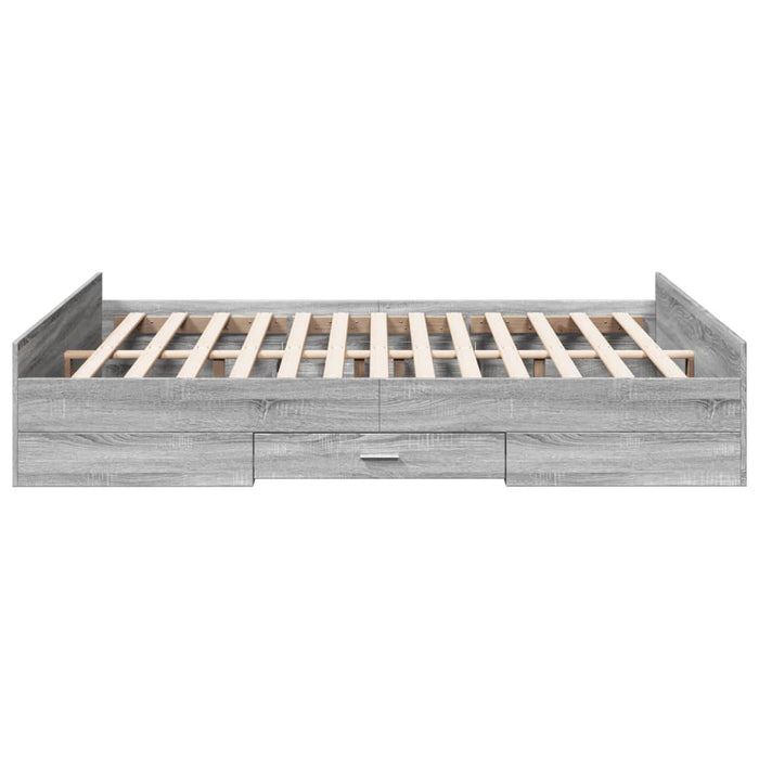 Cadru de pat cu sertare gri sonoma 140x200 cm lemn prelucrat - WALTI WALTI