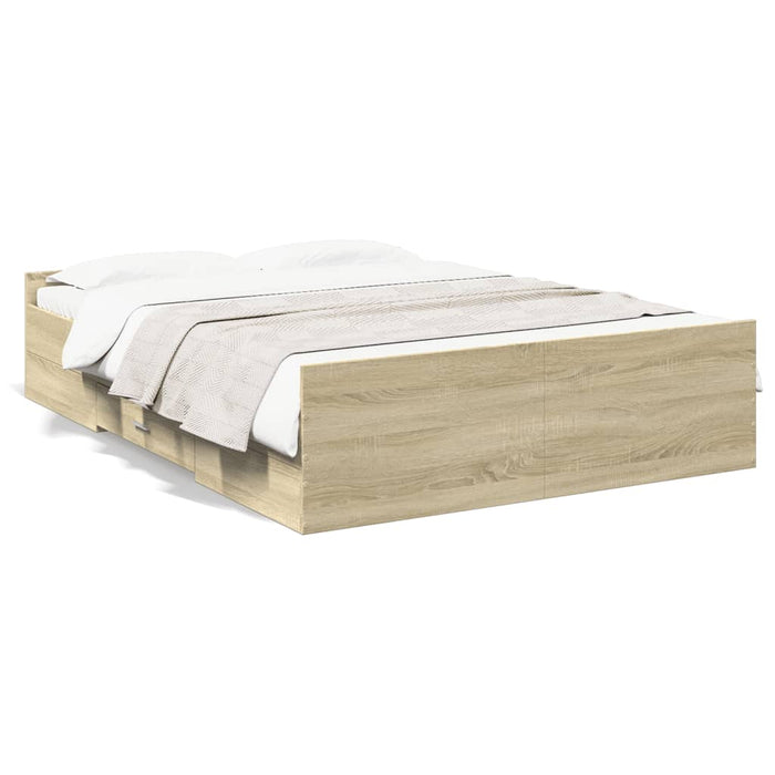 Cadru de pat cu sertare stejar sonoma 120x200 cm lemn prelucrat WALTI