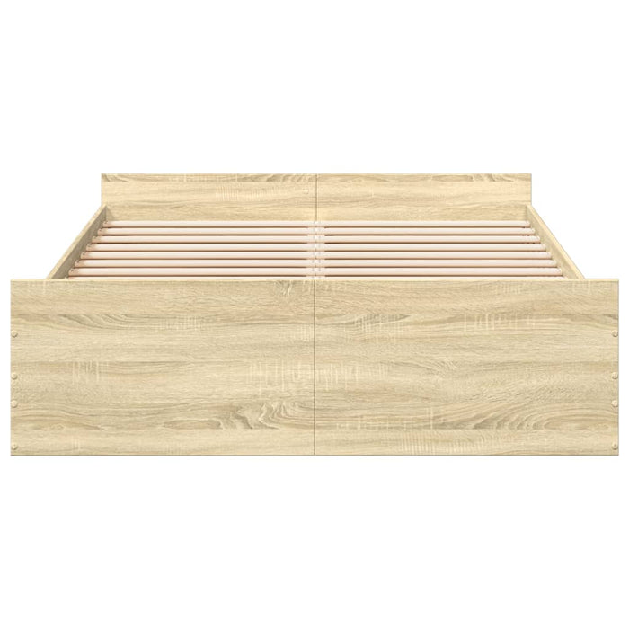 Cadru de pat cu sertare stejar sonoma 120x200 cm lemn prelucrat WALTI