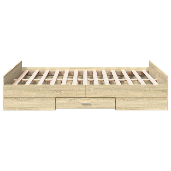 Cadru de pat cu sertare stejar sonoma 120x200 cm lemn prelucrat WALTI