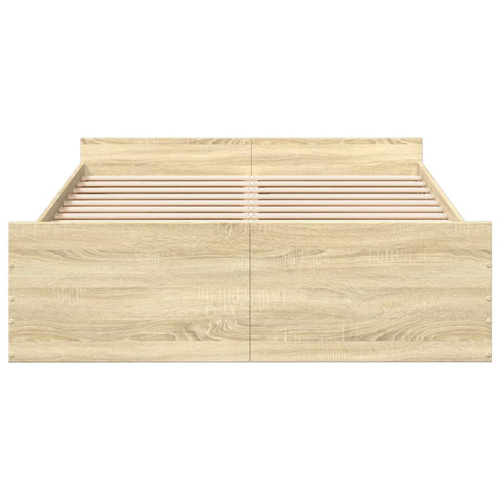 Cadru de pat cu sertare stejar sonoma 140x190 cm lemn prelucrat WALTI