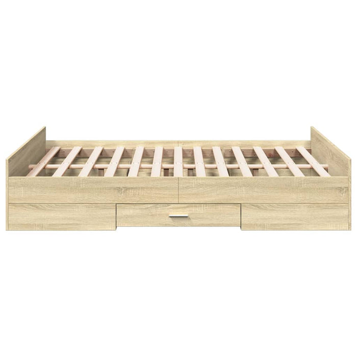 Cadru de pat cu sertare stejar sonoma 140x190 cm lemn prelucrat WALTI