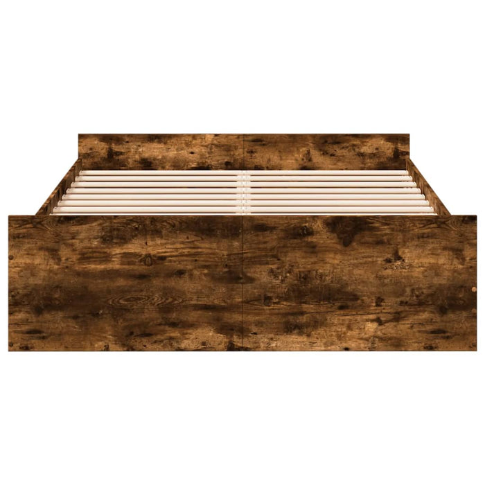 Cadru pat cu sertare stejar fumuriu 140x190 cm lemn prelucrat - WALTI WALTI