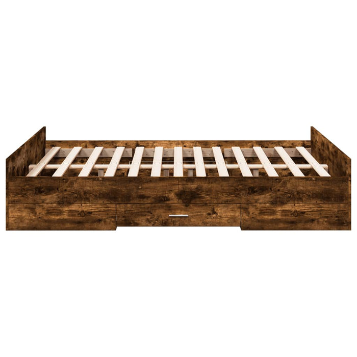 Cadru pat cu sertare stejar fumuriu 140x190 cm lemn prelucrat - WALTI WALTI