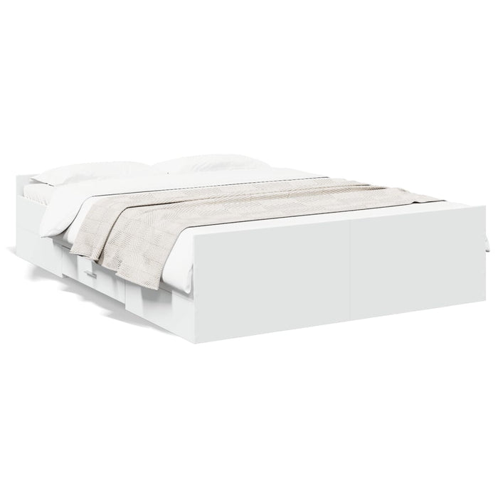 Cadru de pat cu sertare, alb, 135x190 cm, lemn prelucrat - WALTI WALTI