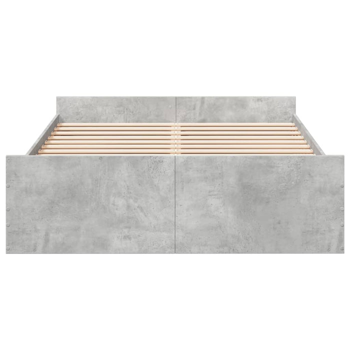 Cadru de pat cu sertare, gri beton, 135x190 cm, lemn prelucrat - WALTI WALTI