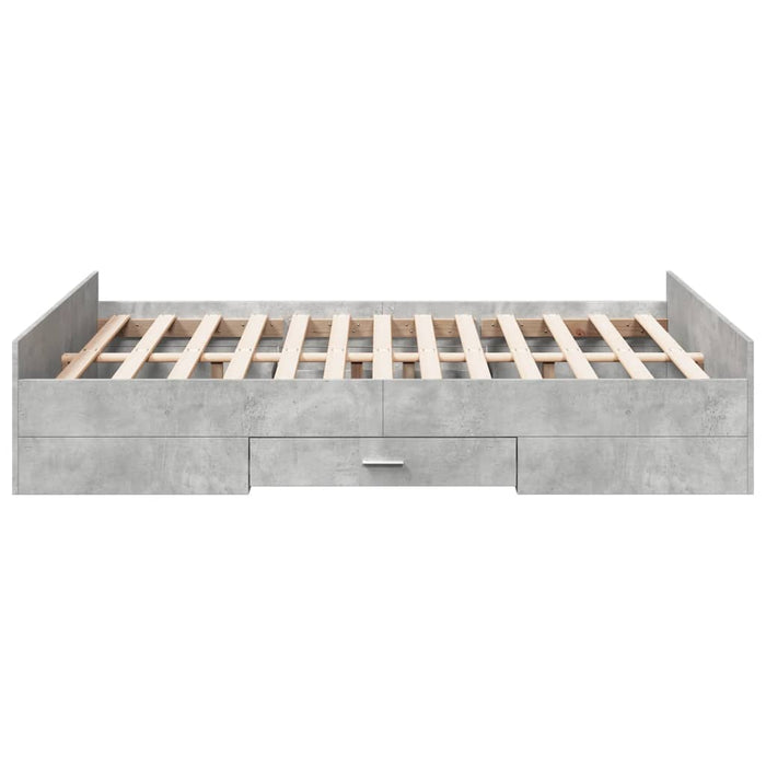Cadru de pat cu sertare, gri beton, 135x190 cm, lemn prelucrat - WALTI WALTI