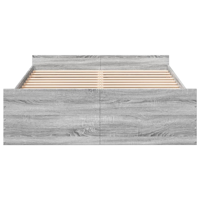 Cadru de pat cu sertare, gri sonoma, 135x190 cm, lemn prelucrat - WALTI WALTI