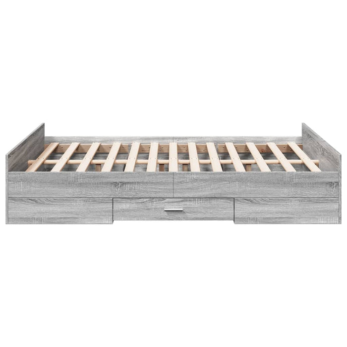 Cadru de pat cu sertare, gri sonoma, 135x190 cm, lemn prelucrat - WALTI WALTI