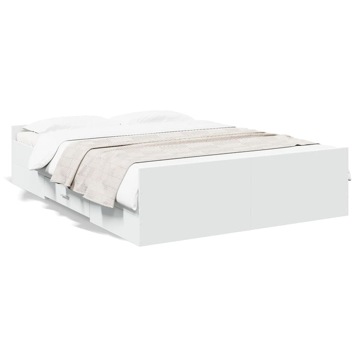 Cadru de pat cu sertare, alb, 120x190 cm, lemn prelucrat WALTI