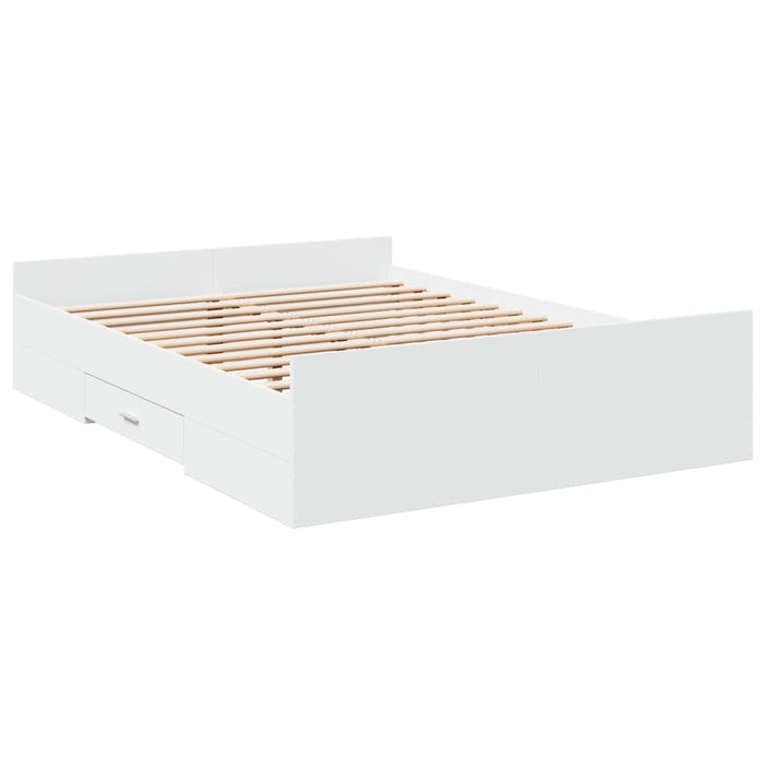 Cadru de pat cu sertare, alb, 120x190 cm, lemn prelucrat WALTI