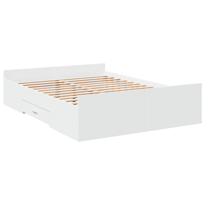 Cadru de pat cu sertare, alb, 120x190 cm, lemn prelucrat WALTI