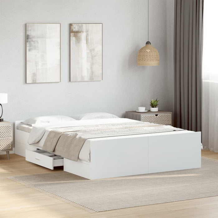 Cadru de pat cu sertare, alb, 120x190 cm, lemn prelucrat WALTI