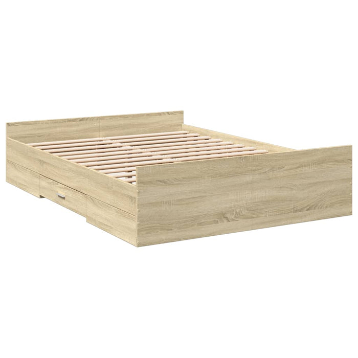 Cadru de pat cu sertare stejar sonoma 120x190 cm lemn prelucrat WALTI