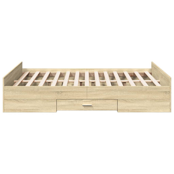 Cadru de pat cu sertare stejar sonoma 120x190 cm lemn prelucrat WALTI