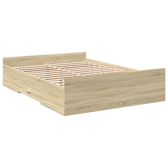 Cadru de pat cu sertare stejar sonoma 120x190 cm lemn prelucrat WALTI