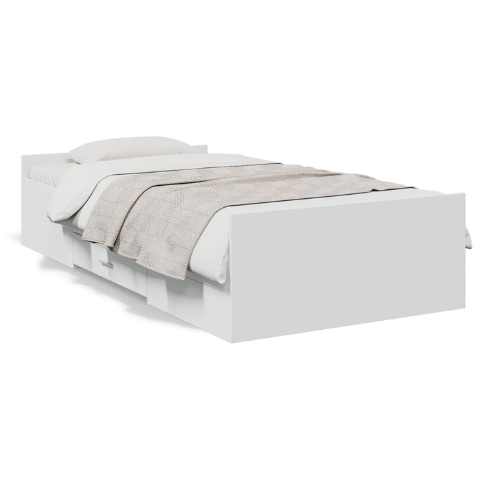Cadru de pat cu sertare, alb, 100x200 cm, lemn prelucrat WALTI