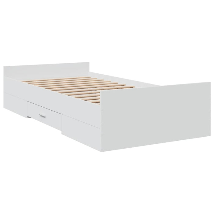 Cadru de pat cu sertare, alb, 100x200 cm, lemn prelucrat WALTI