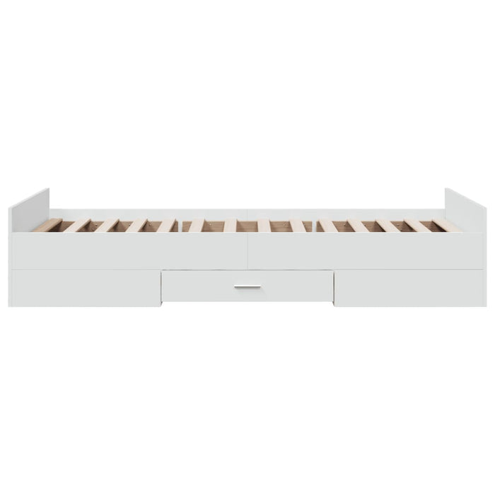 Cadru de pat cu sertare, alb, 100x200 cm, lemn prelucrat WALTI